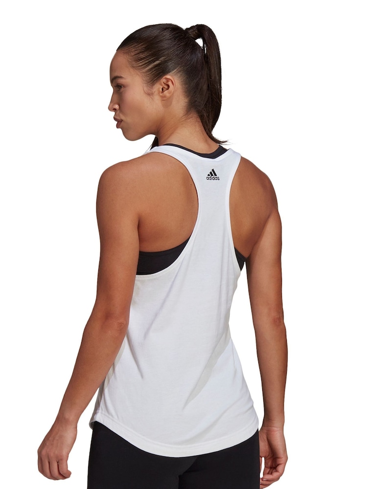 Wit - adidas sportkleding Essentials ruime tanktop met logo van 100% katoen - Image 5 of 10