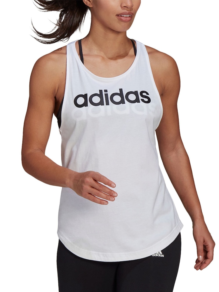 Wit - adidas sportkleding Essentials ruime tanktop met logo van 100% katoen - Image 7 of 10