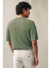 Green Short Sleeve Regular Mini Cable Trophy Polo Shirt - Image 3 of 7