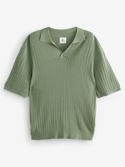 Green Short Sleeve Regular Mini Cable Trophy Polo Shirt - Image 5 of 7