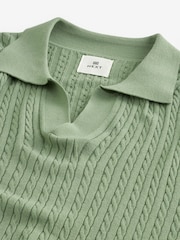 Green Short Sleeve Regular Mini Cable Trophy Polo Shirt - Image 6 of 7