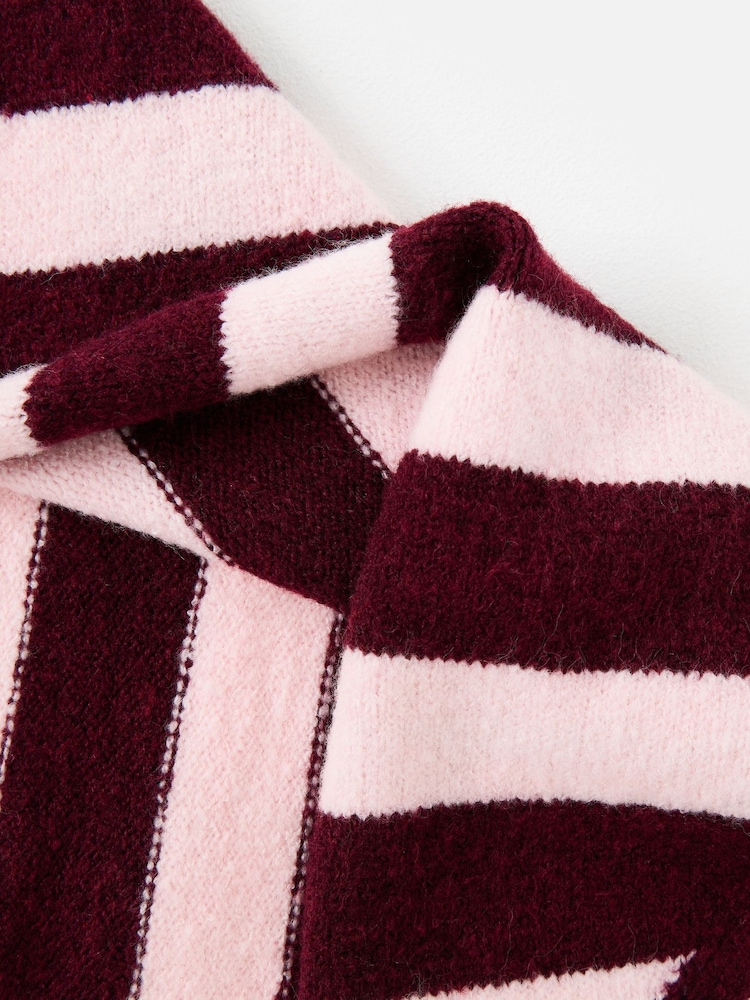 Oliver Bonas & Burgundy Striped Knitted Triangle Scarf - Bild 4 von 4