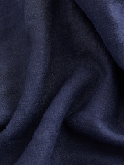 Navy Blue Linen Blend Taper Trousers - Image 6 of 6