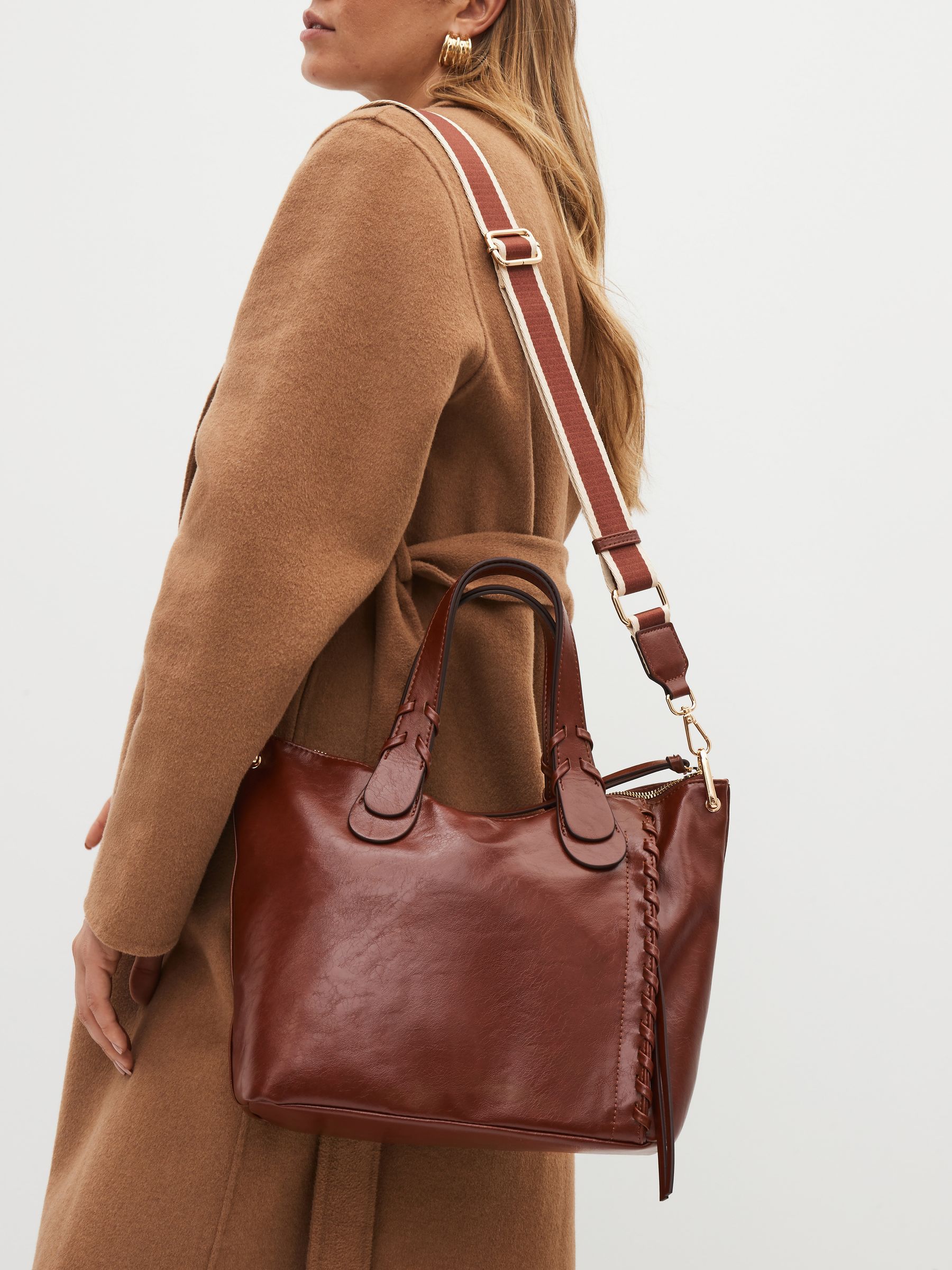 Buy Tan Brown Webbing Strap Handheld Shopper Bag from Next Luxembourg