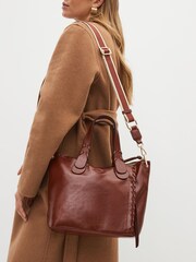 Tan Brown Webbing Strap Handheld Shopper Bag - Image 1 of 10