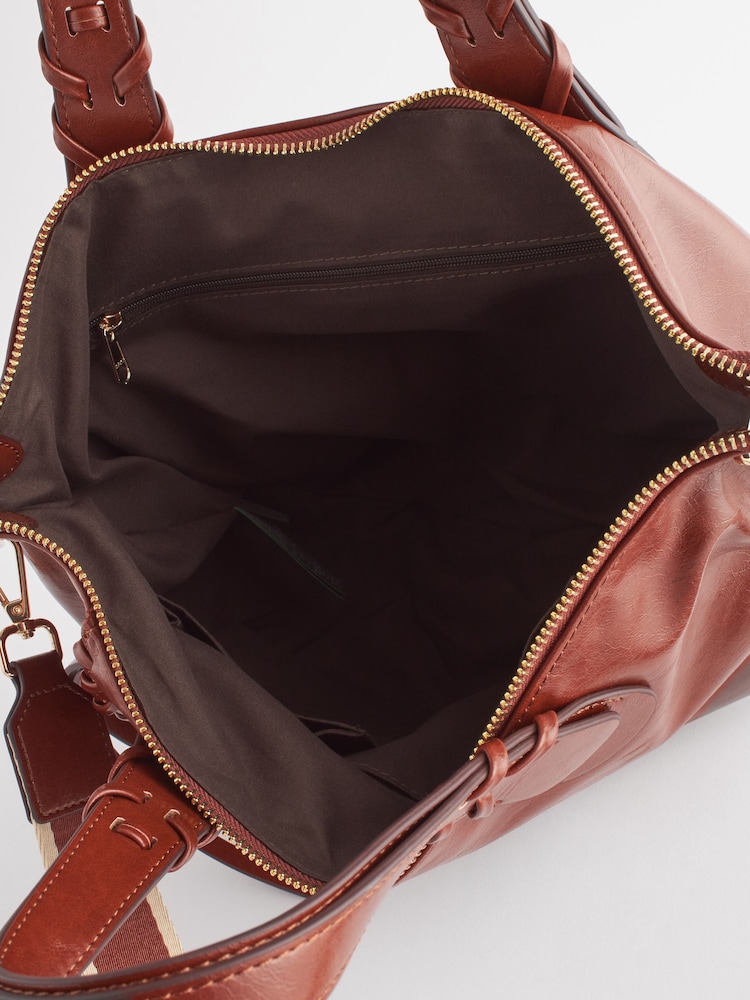 Tan Brown Webbing Strap Handheld Shopper Bag - Image 10 of 10