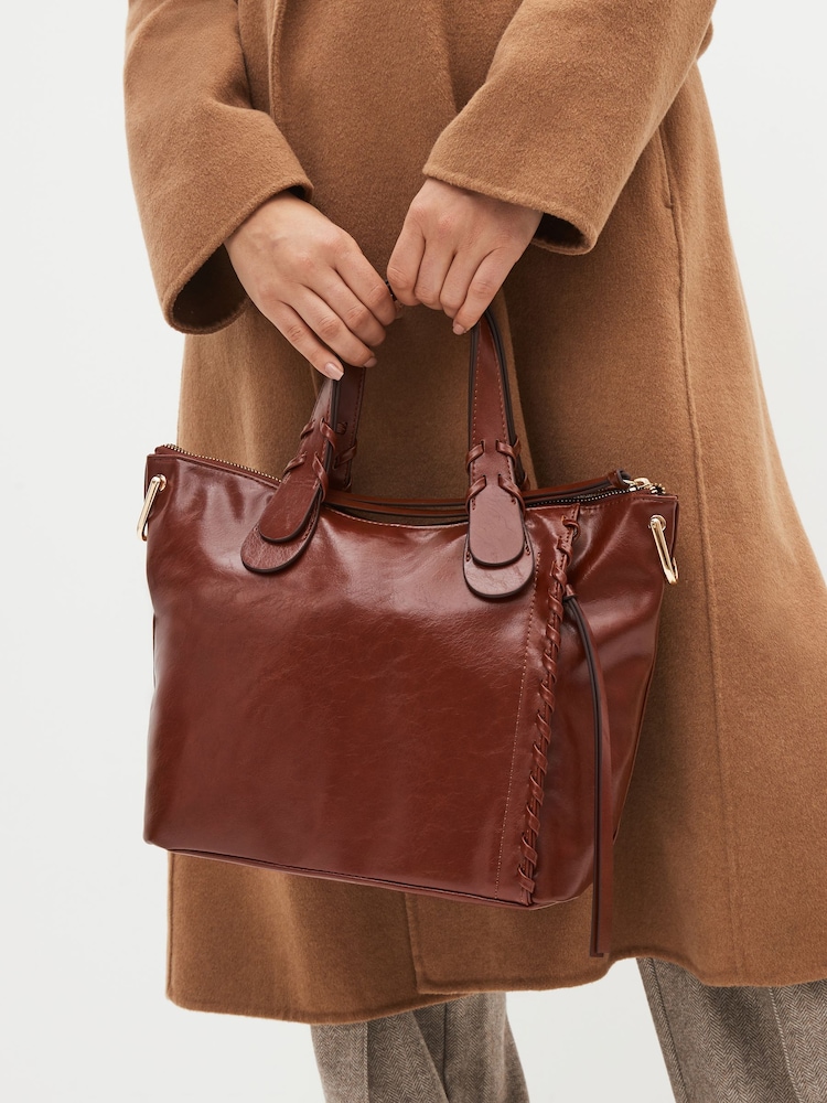 Tan Brown Webbing Strap Handheld Shopper Bag - Image 2 of 10