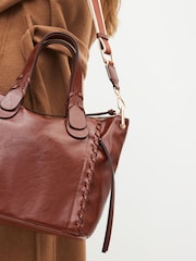 Tan Brown Webbing Strap Handheld Shopper Bag - Image 3 of 10