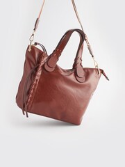 Tan Brown Webbing Strap Handheld Shopper Bag - Image 5 of 10