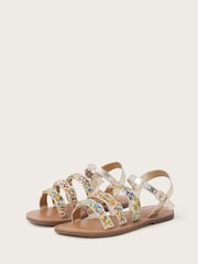 Monsoon Gold Rainbow Beaded Strappy Sandals - Image 1 of 3