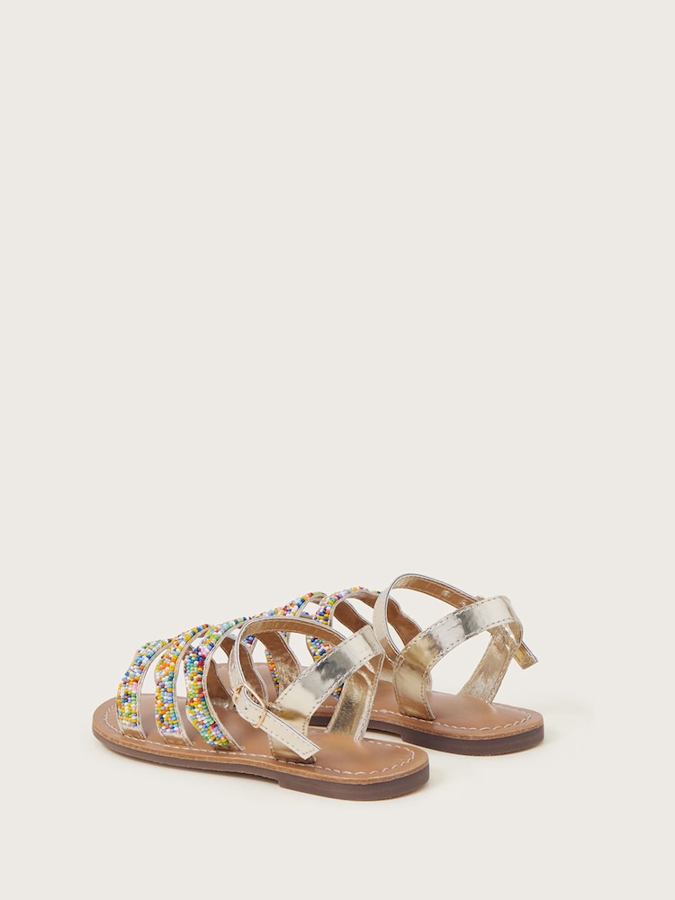 Monsoon Gold Rainbow Beaded Strappy Sandals - Image 2 of 3