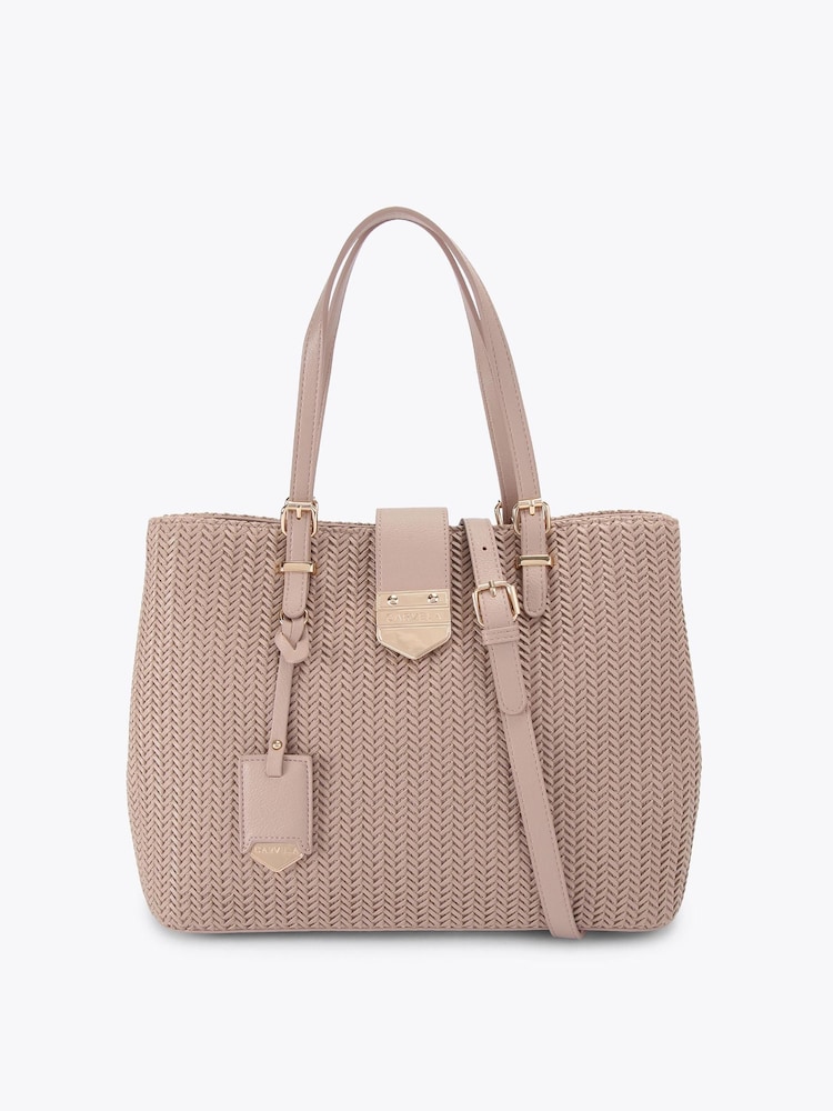 Carvela Nude Maria Midi Weave Bag - Image 1 of 4