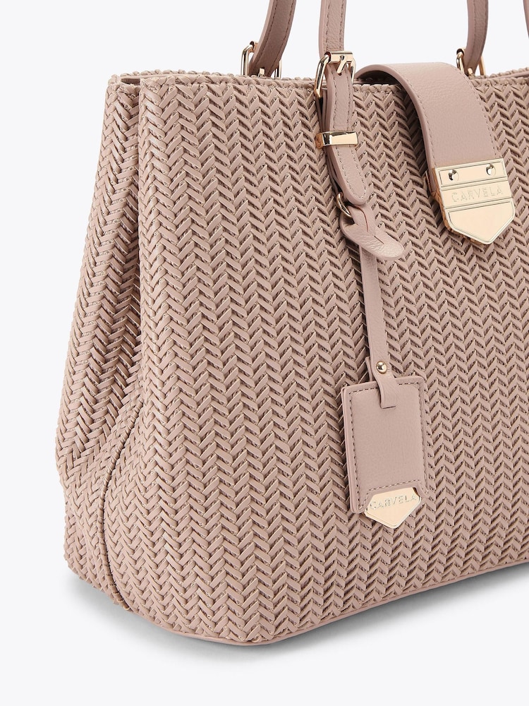 Carvela Nude Maria Midi Weave Bag - Image 4 of 4
