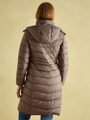 Joules Pembury Neutral Showerproof Longline Padded Coat With Hood - Image 2 of 8