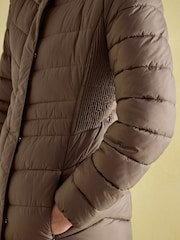 Joules Pembury Neutral Showerproof Longline Padded Coat With Hood - Image 5 of 8