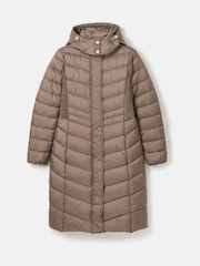 Joules Pembury Neutral Showerproof Longline Padded Coat With Hood - Image 8 of 8