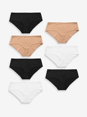 Black/White/Praline Nude Short Microfibre Knickers 7 Pack - Image 1 of 5