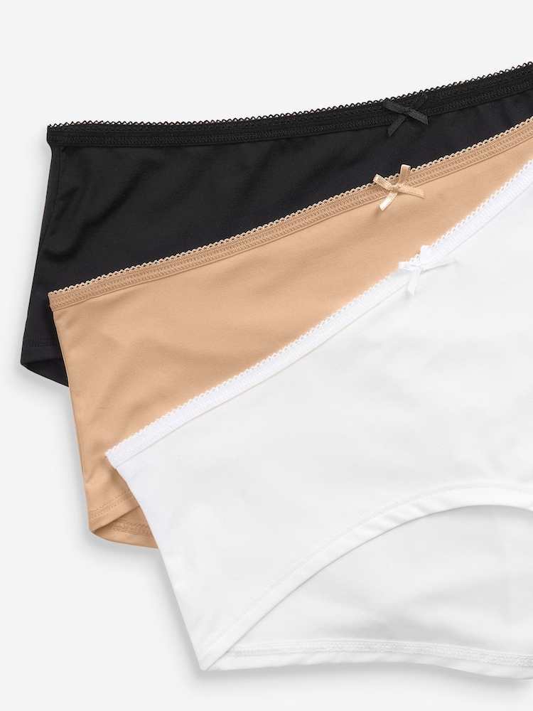 Black/White/Praline Nude Short Microfibre Knickers 7 Pack - Image 13 of 13
