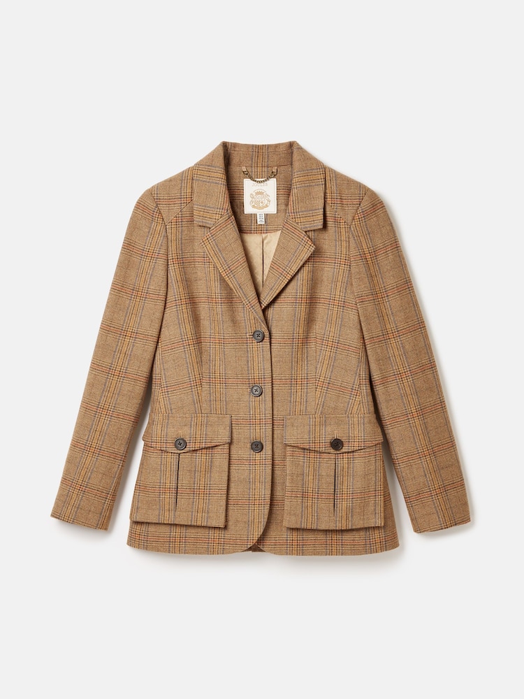 Joules Foxley Brown Check Tweed Suit Blazer - Image 10 of 10