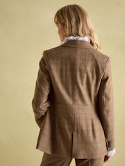 Joules Foxley Brown Check Tweed Suit Blazer - Image 2 of 10