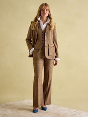 Joules Foxley Brown Check Tweed Suit Blazer - Image 3 of 10