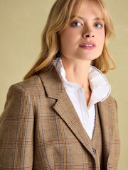 Joules Foxley Brown Check Tweed Suit Blazer - Image 4 of 10