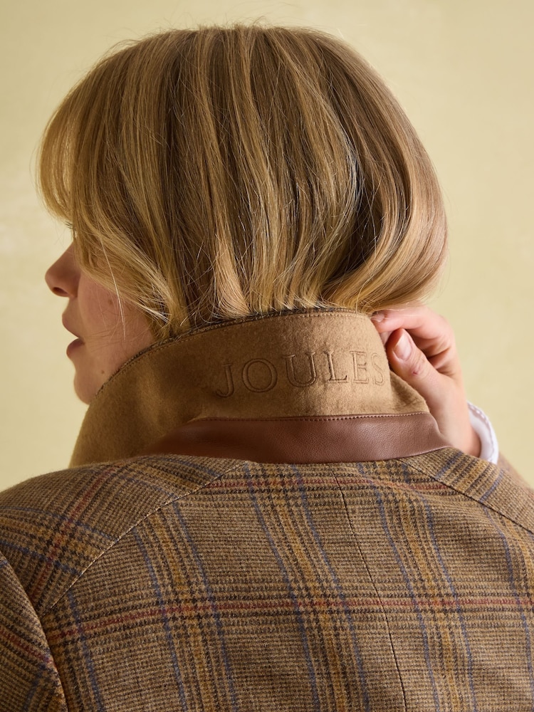 Joules Foxley Brown Check Tweed Suit Blazer - Image 6 of 10
