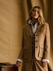 Joules Foxley Brown Check Tweed Suit Blazer - Image 7 of 10