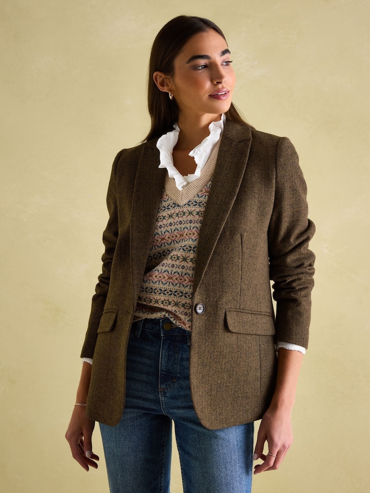 Joules Bramble Brown Tweed Blazer - Image 2 of 8