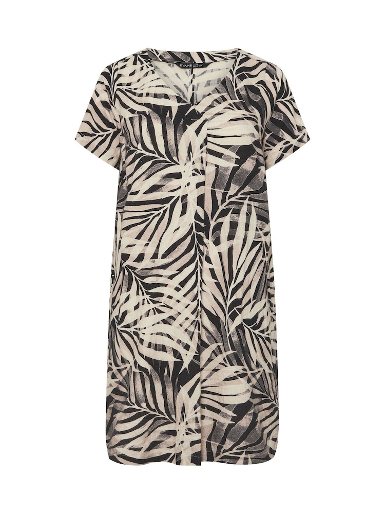 Evans Black Linen Pleated Swing Dress - Image 2 of 2 Evans Black Linen Pleated Swing Dress - Image 2 of 2