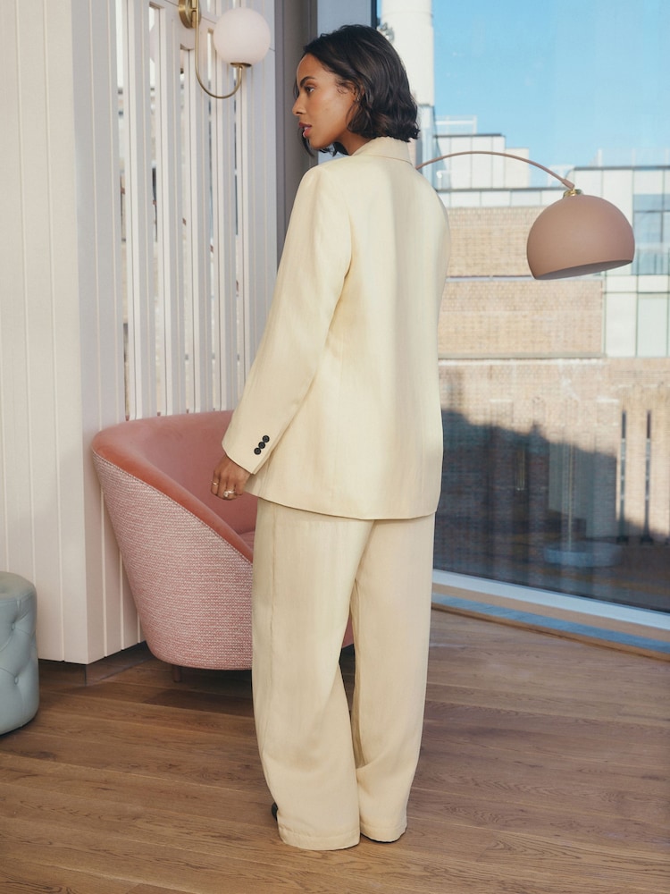 Yellow Drawstring Tencel Wide Leg Trousers - Image 2 of 6