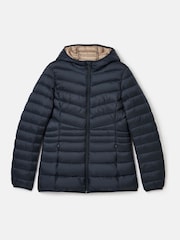 Joules Kenley Navy Showerproof Padded Coat with Hood - Image 6 of 6