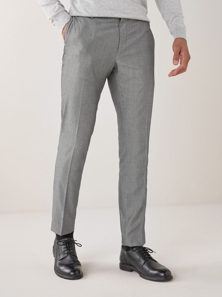 Light Grey Skinny Fit Suit Trousers - Image 1 of 8