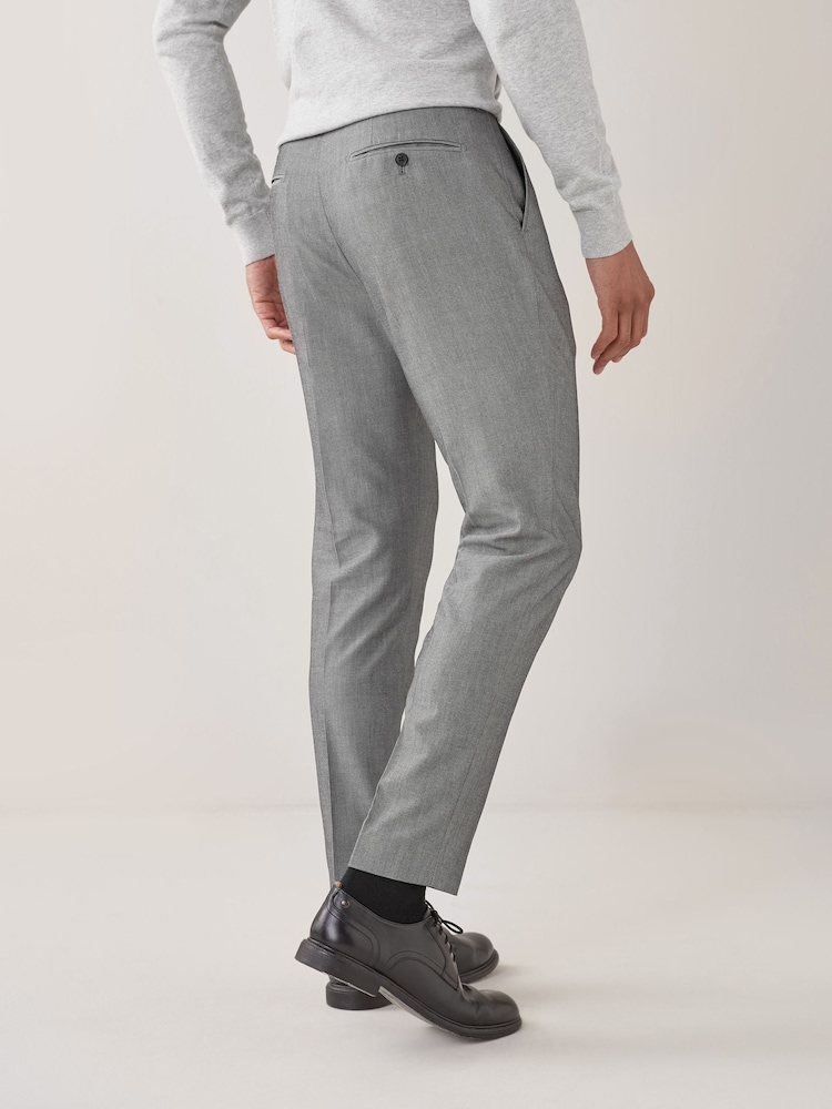 Light Grey Skinny Fit Suit Trousers - Image 3 of 8