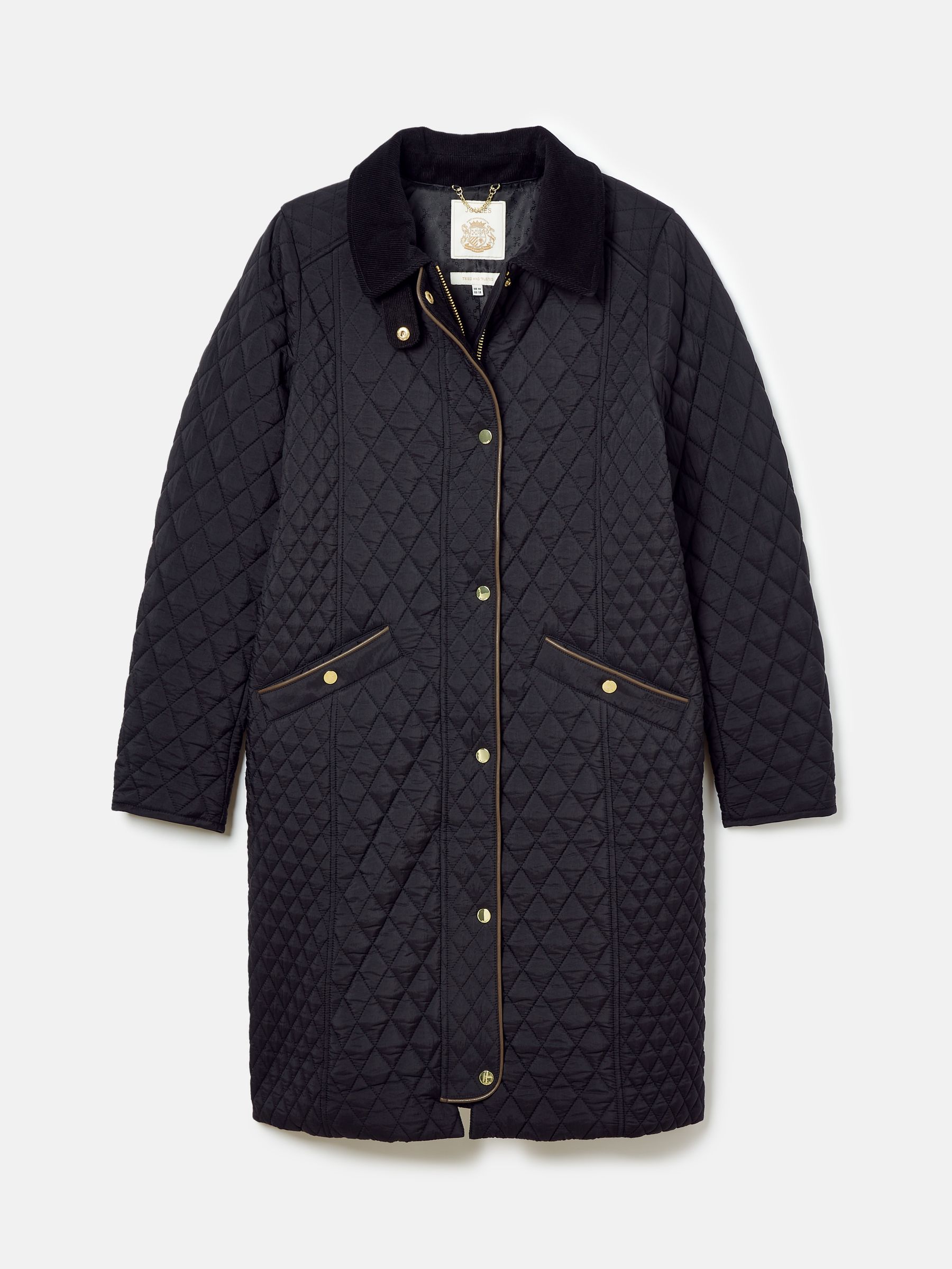 Buy Joules Rosewell Black Showerproof Longline Diamond Quilted Coat from Next Germany