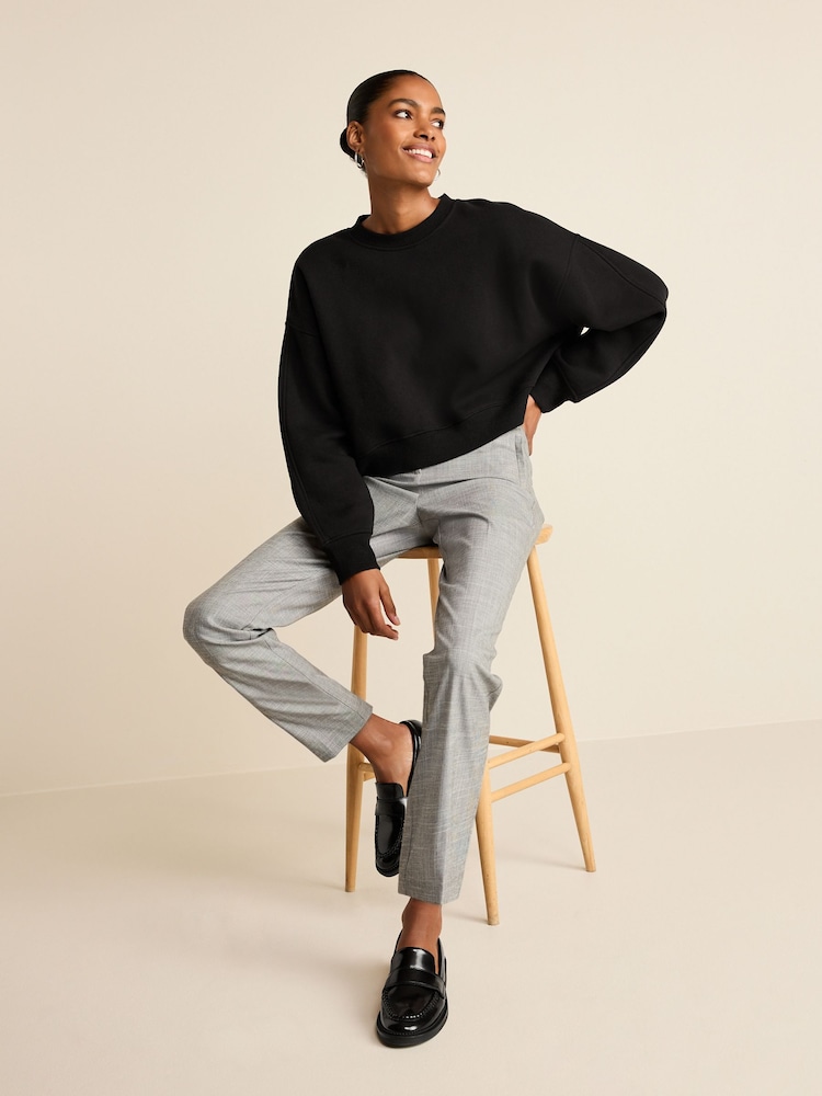 Solid Black Shorter Length Heavyweight Brushed Sweatshirt - Image 2 of 6
