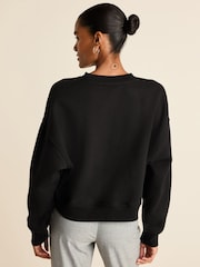 Solid Black Shorter Length Heavyweight Brushed Sweatshirt - Image 3 of 6