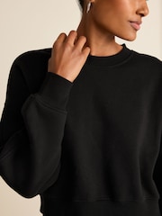 Solid Black Shorter Length Heavyweight Brushed Sweatshirt - Image 4 of 6