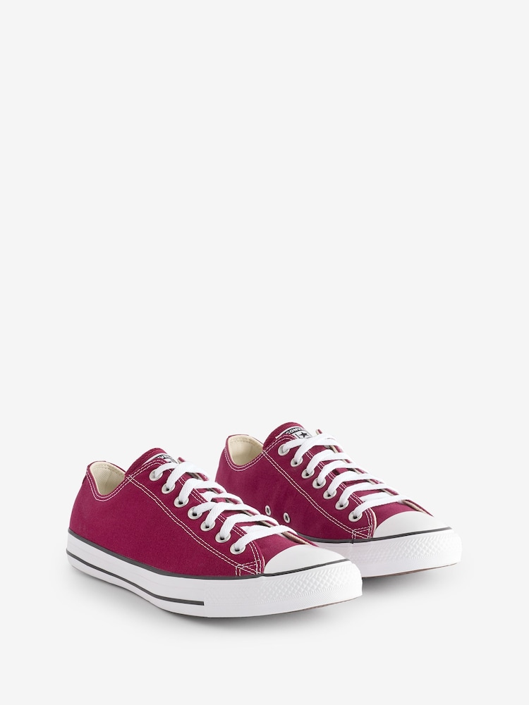 Converse Burgundy Red Standard Fit Chuck Taylor All Star Ox Trainers - Image 3 of 9