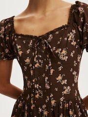 Cotton On Brown Daisy Midi Dress - Image 4 of 4