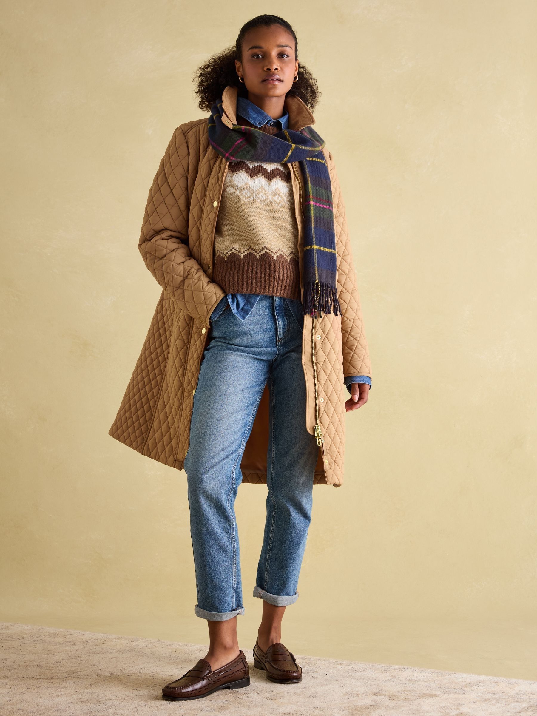 Longline tan coat store