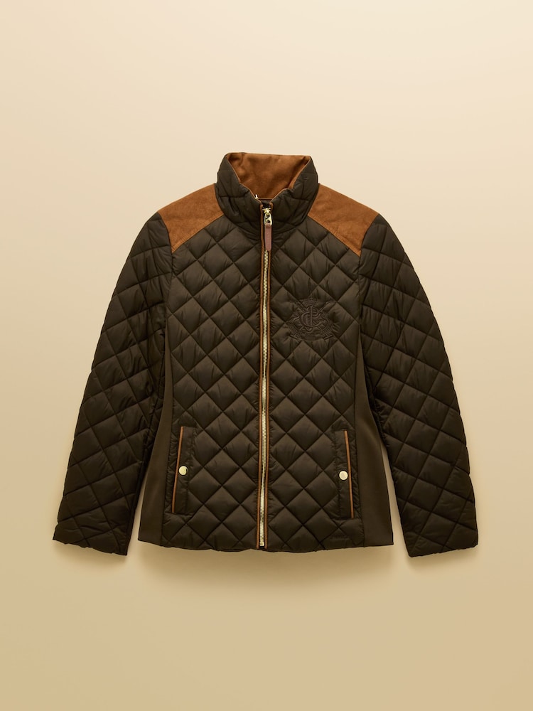 Joules Braemar Luxe Khaki Green Showerproof Diamond Quilted Coat - Image 12 of 12 Joules Braemar Luxe Khaki Green Showerproof Diamond Quilted Coat - Image 12 of 12