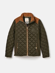 كاكي أخضر - معطف مبطن بتصميم ماسي مقاوم للماء Braemar Luxe من Joules - Image 13 of 13
