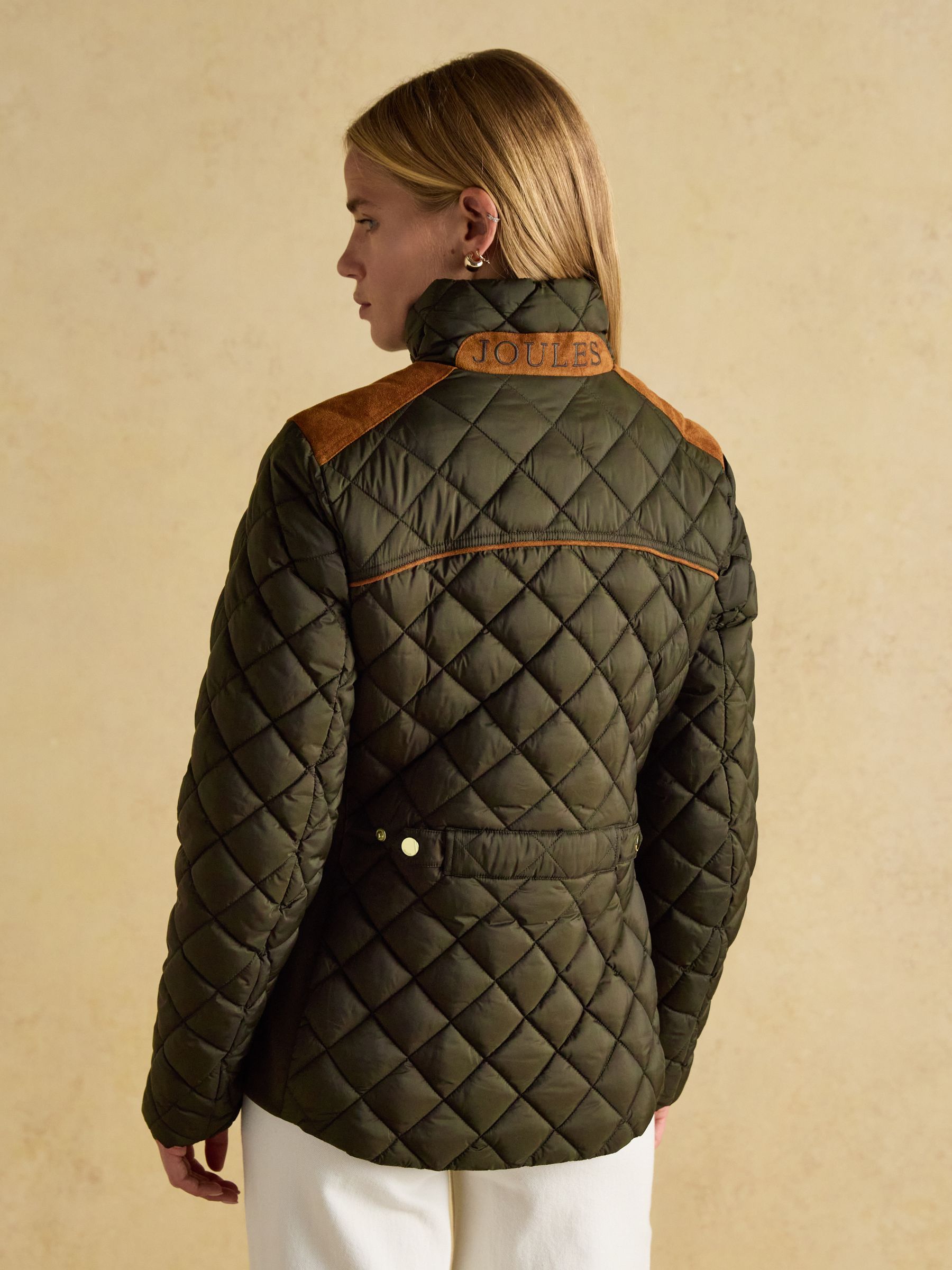 Joules green quilted jacket outlet