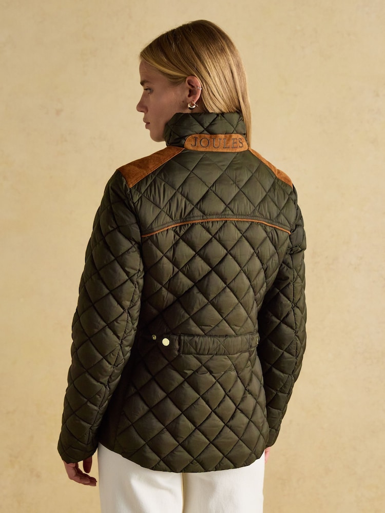 كاكي أخضر - معطف مبطن بتصميم ماسي مقاوم للماء Braemar Luxe من Joules - Image 2 of 13