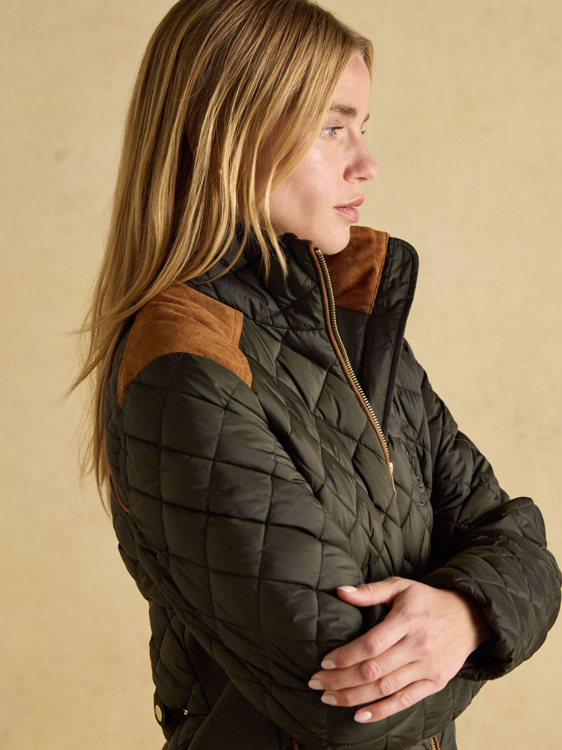 Joules green quilted jacket store