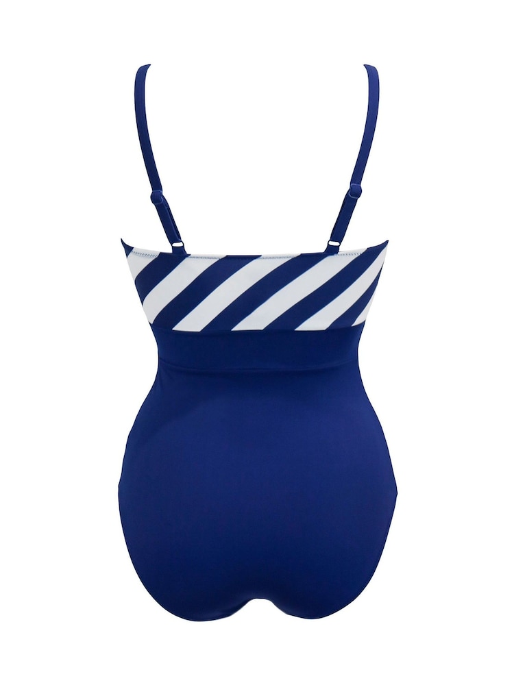 Pour Moi Navy High Line V-Neck Control Swimsuit - Image 5 of 5