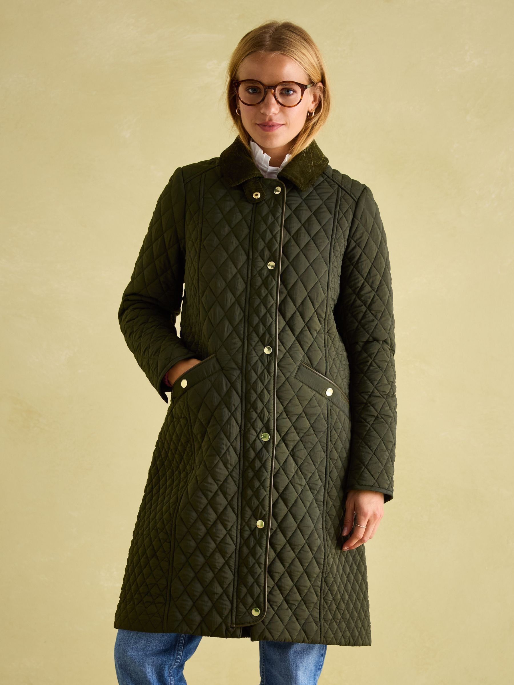 Green quilted coat on sale
