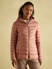 Joules Kenley Pink Showerproof Padded Coat with Hood - Image 1 of 6