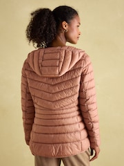 Joules Kenley Pink Showerproof Padded Coat with Hood - Image 2 of 6